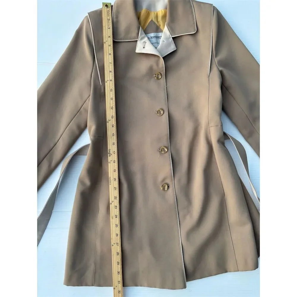 Rain Ramblers Women's Beige Trench Coat Size 10 Belted Long Casual - Picture 5 of 10